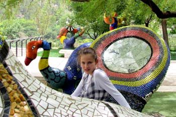 Sitting on the Niki de Saint Phalle sculptures at the Biblical Zoo Sitting on the Niki de Saint Phalle sculptures at the Biblical Zoo