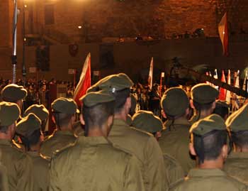 Israeli soldiers at the Western Wall in Jerusalem