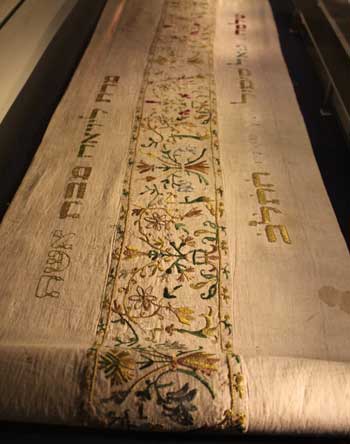 A sixteenth century Torah cover from the Museum of Italian Jewish Art in Jerusalem