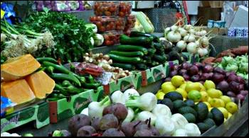 Vegetable stand in Mahane Yehuda, Jerusalem