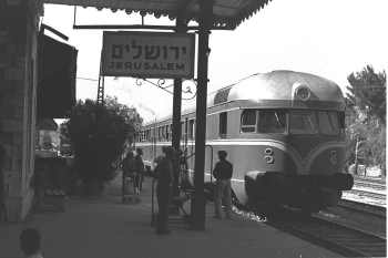 Train pulling into Jerusalem's old train station in 1956