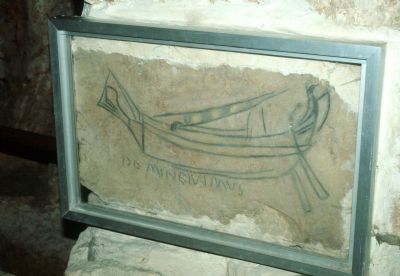 Ship etching in St. Vartun's Chapel 